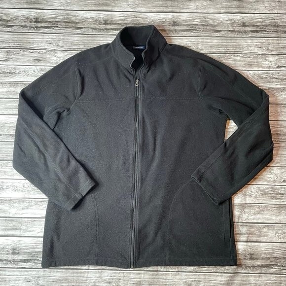 Croft & Barrow Fleece Jacket Black L LG Large Tall LT Full Zipper Zip Warm Cozy - Picture 1 of 10